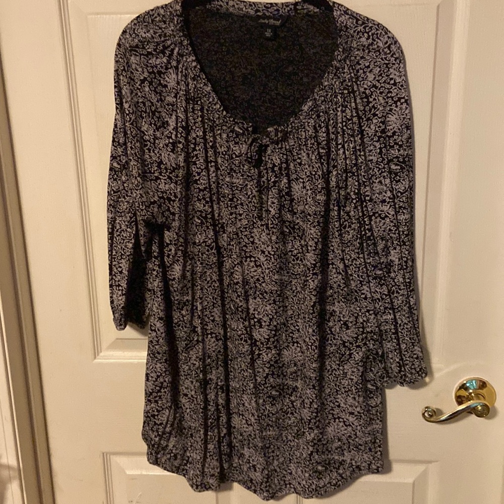 Lucky Brand drawstring keyhole blouse/top